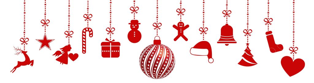 Christmas background with Christmas res balls, snowflakes, on white background